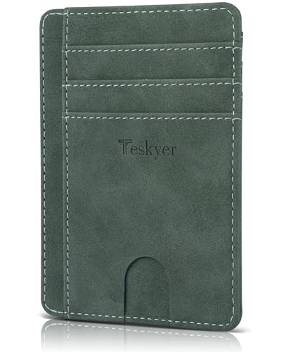 Image of Teskyer Slim Minimalist Wallet for Men, RFID Front Pocket Card Holder | Ultra Slim Front Pocket Design, 8 Card Slots, RFID Protection, Smooth Faux Leather for Everyday Carry