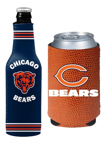 Football Can & Bottle Holder Insulator Beverage Huggie Cooler (Chicago Navy Crest/Logo (Bears))