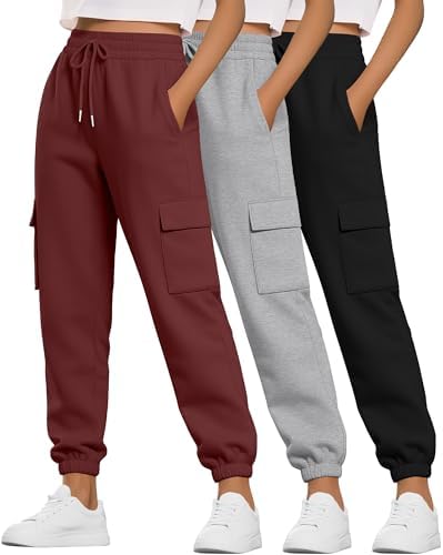 Neer 3 Pack Women's Cargo Sweatpants Joggers Pants Causal Gym Ath...