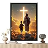 Jesus Kunst,LED Religiöse Christliche Heimdekoration,Jesus Wanddekoration Bilderrahmen | Für Wohnzimmer Schlafzimmer Büro Kirche Und Familien