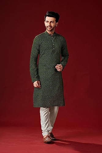 Elina fashion Men's Cotton Printed Kurta Pajama Set || Casual Party Kurta Indian Traditional Ethnicwear for Men3