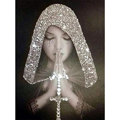 Everpert Broderie Art Diamant Complet Kit, Diamond Painting Femme de Foi Diamant, DIY Plein Foret Diamant Peinture Décoration Murale Cadeau 40*50CM Cover