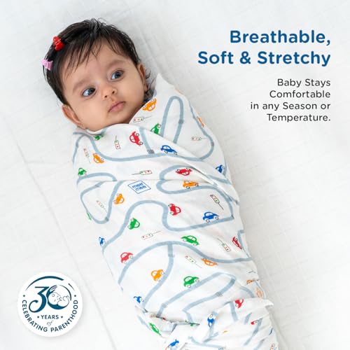 Image of Mee Mee 100% Cotton Muslin Swaddle Wrap for Newborn Baby (120 x 100 cm) (PK-3) | Ultra Soft, Breathable, Lightweight & Quick-Dry | Hypoallergenic Multi-Use Baby Blanket, Nursing Cover, Stroller Cover