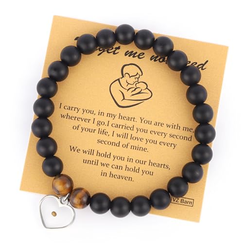 Miscarriage Gift Heart Charm Stretch Bracelet Crystals and Healing Stones Bracelet for Mother Father