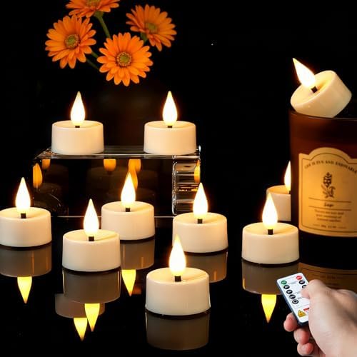 BEICHI 12 Pack 2/4/6/8H Timer Tealights Flameless Fake Remote Can...