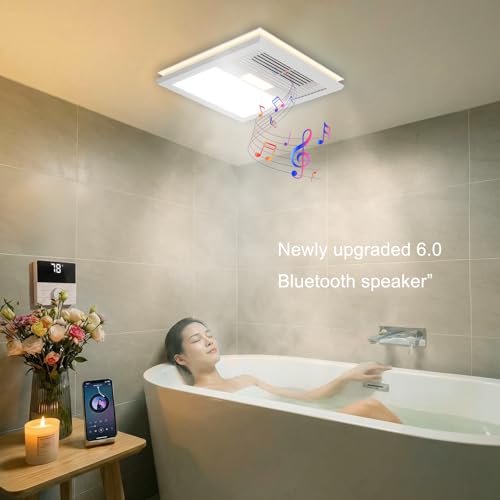 Image of Bathroom Exhaust Fan with Bluetooth Speaker, Exhaust Fan with Light