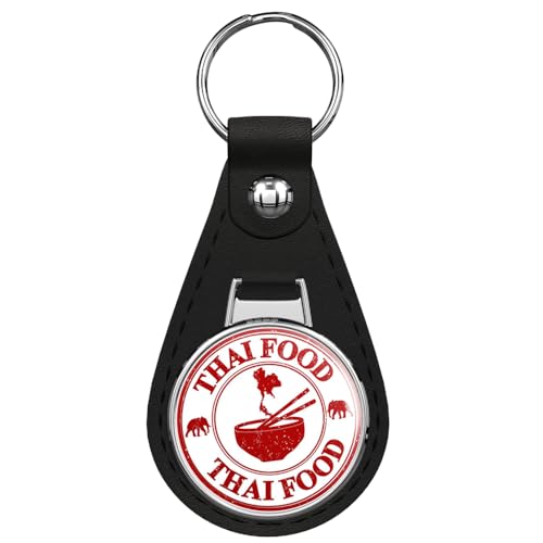 Glover Trading Thai Food Grunge Rubber Stamp Black Leather Key