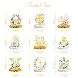 First Holy Communion Honeycomb Centerpieces, Baptism Decorations, God Bless Religious Party Table Decor, First Communion Table Centerpiece, Christening Baby Shower Party Decorations 9PCS