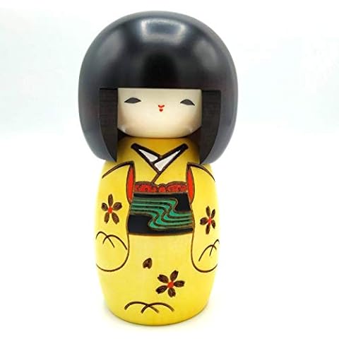 Muñeca Kokeshi de Madera Amarilla Cover