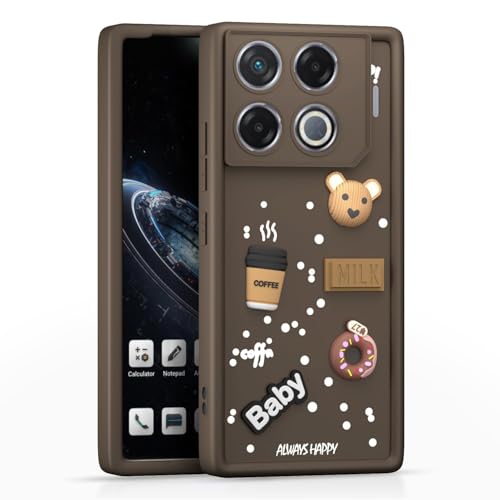 Image of Bintage Ball Bear| Donut| Milk Cake| Baby| Coffee Rubber Case Camera Protection Back Cover Compatible for Infinix GT 20 Pro 5G - Brown