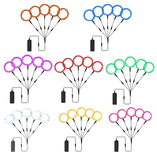 Pritsau 8 Pack EL Wire Kit 5 by 1 Meter Portable EL Wire Neon Lights 3 Lighting Modes Battery Powered Bright Cuttable Electroluminescent Wire for DIY Decoration Holiday Party Cosplay Costume