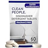 The Clean People Dishwasher Tablets - Cuts Grease & Rinses Sparkling Clean - Residue-Free - Phosphate Free Dishwashing Tablets (60 Count, Fragrance Free)
