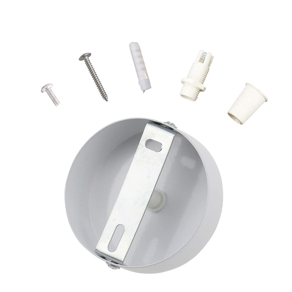 2 Pezzi Metallo Bianco Baldacchino Luce Pendente Soffitto, Copertura 80mm Connettore Plafoniera, Scatola di Giunzione, Accessorio Luce