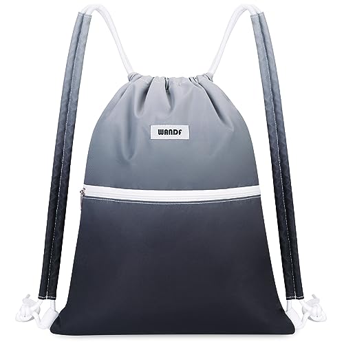 WANDF Mochila con Cordones y Acolchado para Los Hombros Bolsa de Gimnasia Bolsa de Deporte Mochila Gimnasio Gym Cuerdas Ajustable para Hombres y Mujeres (Gradiente Negro)