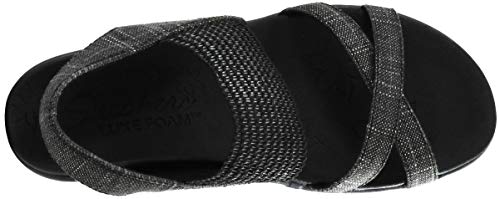 Skechers Cali Womens Beverlee-High Tea Wedge Sandal,black,9 M US