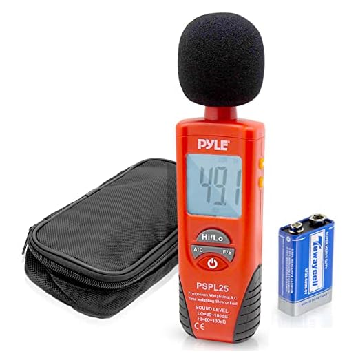 Digital Handheld Sound Level Meter - Meter Automatic with A and C Frequency Weighting for Musicians and Sound Audio Professionals, 9V Battery Type - Pyle SPL25, Red/Black (PSPL25)