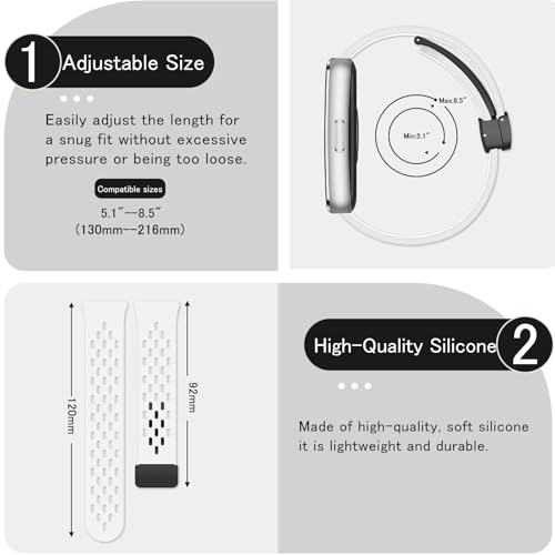 SumNeol Silikonowy pasek kompatybilny z Huawei Band 11, Band 11 Pro, dla mężczyzn i kobiet, magnetyczny zamiennik, oddychający sportowy pasek do zegarka Huawei Band 11, Band 11 Pro, biały
