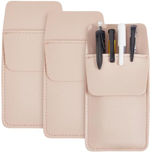 CALFOVERA Protector de Bolsillo de Piel Sintética para Hombre Y Mujer, Estuche Multiusos para Lápices, Organizador de Herramientas Resistente de Piel de Vaca para Enfermeras, Profesores (Rosa)