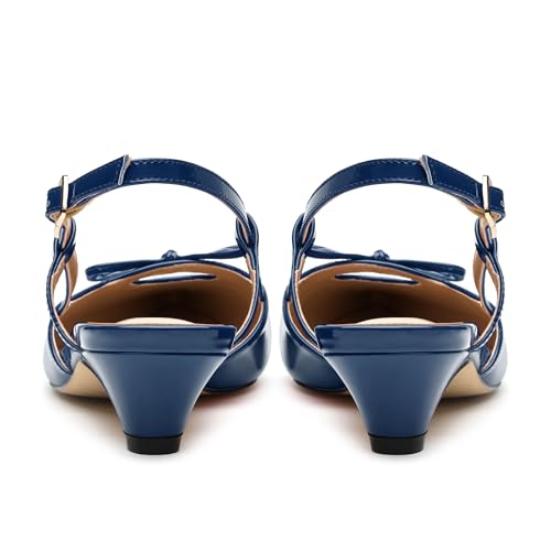 Womens Low Kitten Heels Pointed Toe Patent Slip on Slingback Pumps Party Wedding Dress Shoes 1.5 Inch4