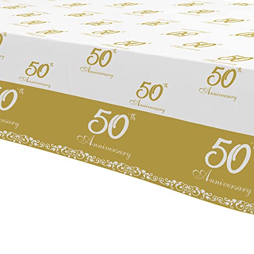 APOWBLS 50th Anniversary Decorations Tablecloth, Golden, 3 Pack, 54 x 108in by APOWBLS - Used condition - Image 4