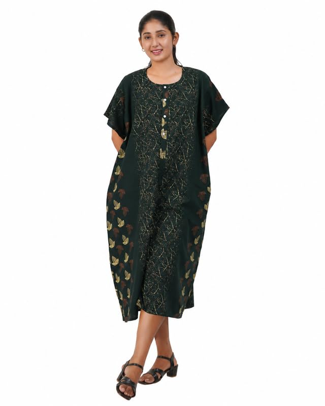 Image of MENMAII Women's [Free Size] Full Open /Front Buttoned [a Kind of Adaptive Clothing] Multipurpose Nighty for Maternity /Pregnancy /Elderly /Patient /Feeding /Hospital Purpose Nighty