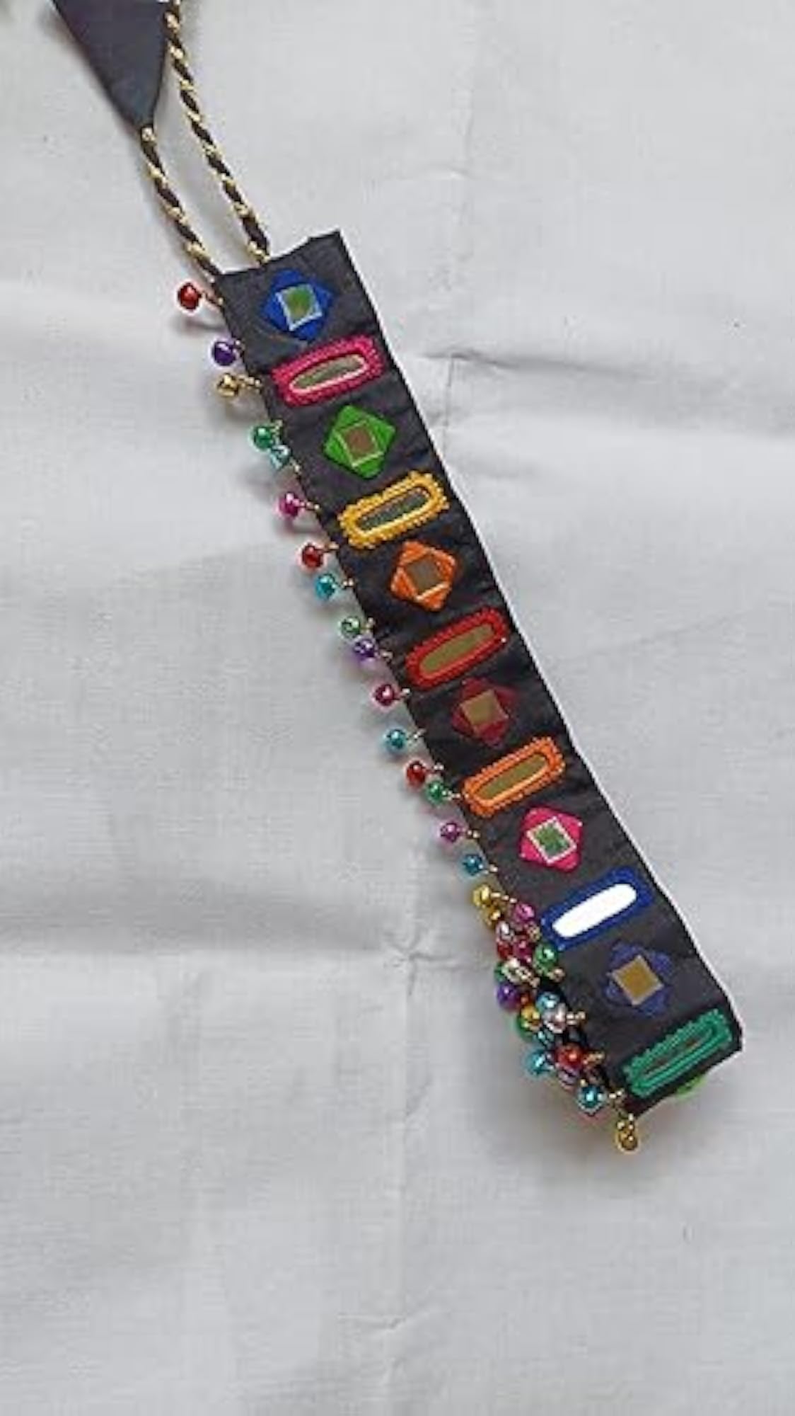 Handmade Multicolor Mirror Work Kamrbandh with Ghughari Latkan
