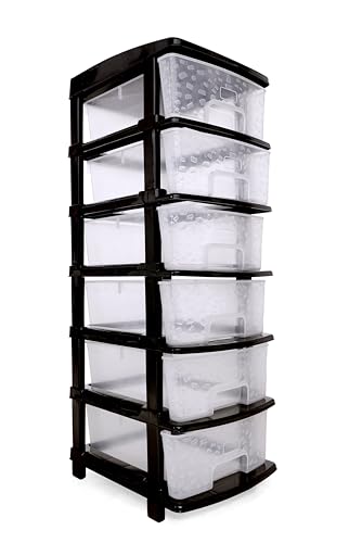 Image of Plastic Modular Drawer Storage Chest Of Drawers Organizer Storage Box, Large Stomo Racks For Multipurpose Anti-slip Shoes Organizers (Transparent, 6 Layer)