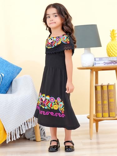 Image of Mexican Dress for Girls Traditional Vestidos Mexicanos Cinco de Mayo Embroidered Dresser Toddler Kids