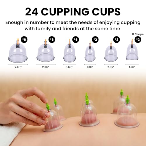 Image of Vacuum Cupping Set Health Care Vacuum Cupping Portable Body Relaxation Massage Therapy Kit (Cruxfab Cup Set 24)