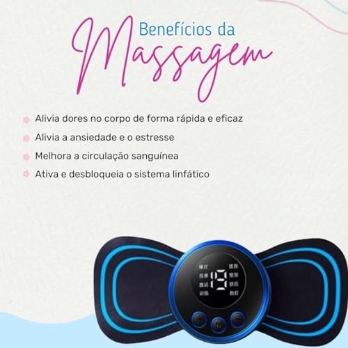Kit com 2 Mini Massageadores de Pulso Elétrico Portátil Recarregável USB Alívio de Dor e Tensão Musc