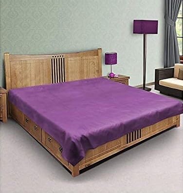 Image of Waterproof PVC Plastic Mattress Protector Double Bed Flat Bedsheet with Elastic for Babies Girls & Boys (Purple, Size 72x78)