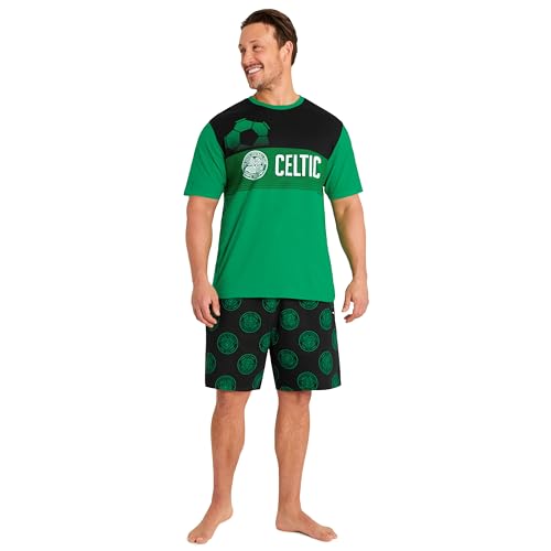 Celtic F.C. Conjunto de pijama corto para hombre, ropa de descanso transpirable, regalos celtas, verde/negro, XXL