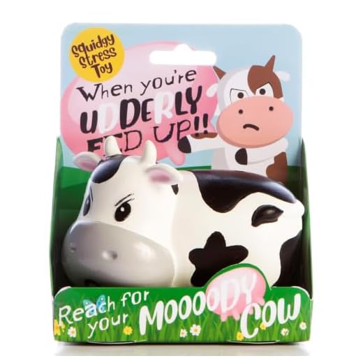 Boxer Gifts Moody Cow Stress Relief Toy | Helps with Anxiety | Novelty Desk Accessory | Funny Birthday Christmas Secret Santa Stocking Filler Gift for Her