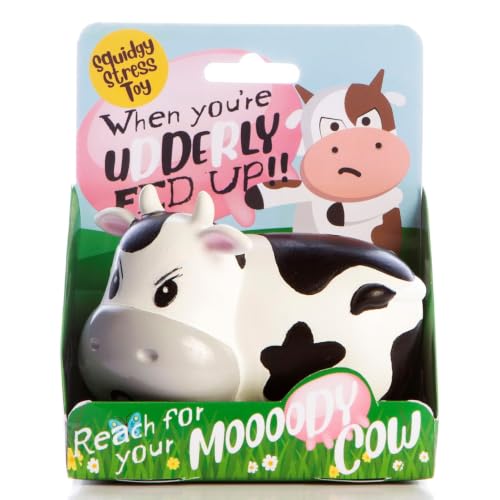 Boxer Gifts Moody Cow Stress Toys | Unique Stress Balls For Adults & Grumpy Teenagers - Helps With Anxiety Relief - Office Novelty Desk Toy | Funny Gifts For Women - Rude Secret Santa Gift For Her