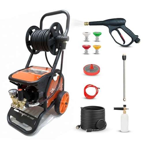 Image of Shakti Technology S-2.5KW R High-Pressure Washer, 2500W | Max 180 Bar Electric Power Cleaner with 12M Hose Reel, Professional Foam Cannon & 4 Nozzles for Car, Patio, and Heavy-Duty Cleaning