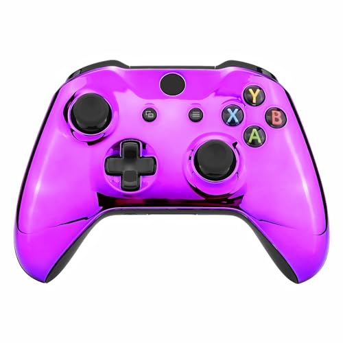 Image of eXtremeRate Chrome Purple Edition Front Housing Shell for Xbox One Wireless Controller Model 1708, Replacement Custom Faceplate Cover for Xbox One S & X Controller