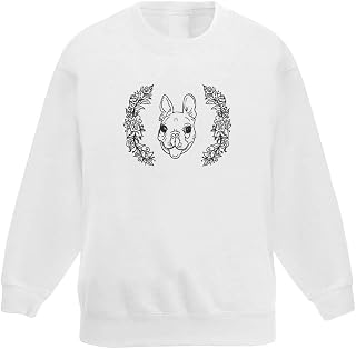 Azeeda 'Floral Boston Terrier' Kid's Sweatshirt/Jumper (7-8 Years) (KW00012999)