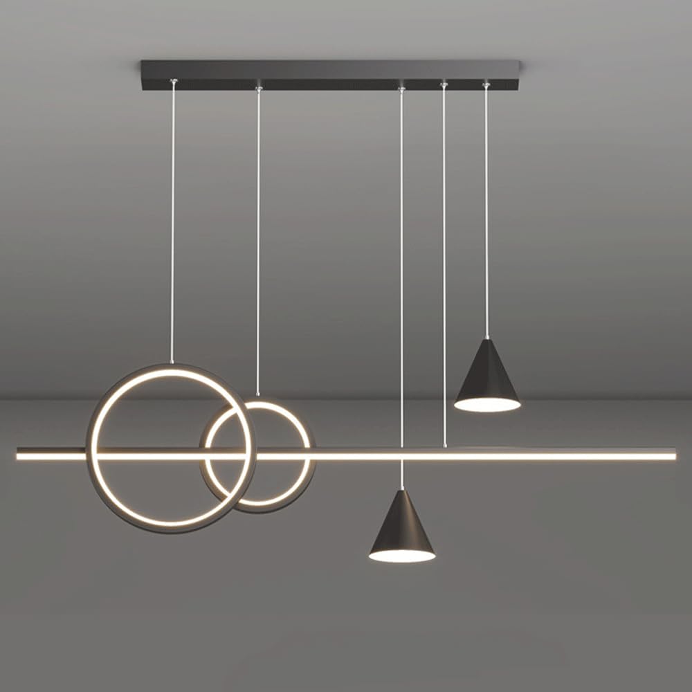 HYJAUSXB Ceiling Light Chandelier Modern Simple Linear LED Restaurant Trichromatic Lamp Used for The Above Bar Kitchen Island Living Room with Adjustable Height (120W)