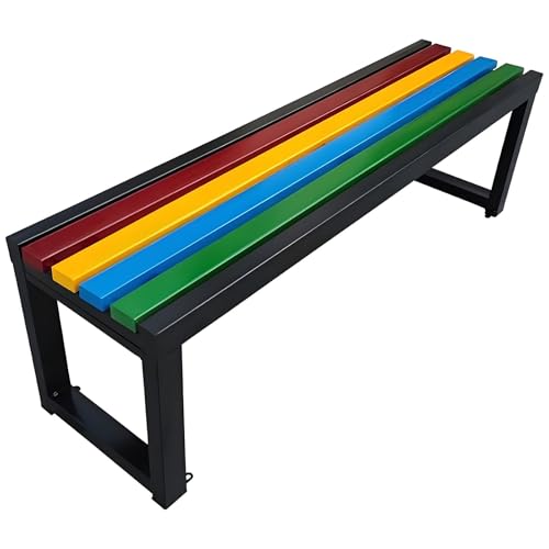 MJMLUCK Banc d'extérieur imperméable, Banc de Jardin en Bois sans Dossier, élégant siège d'extérieur avec Lattes, résistant aux intempéries et à la...