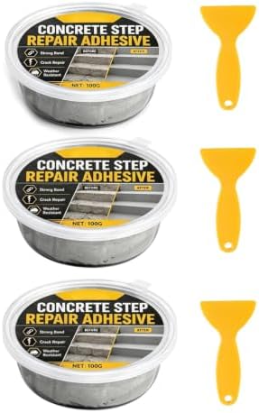 Concrete Step Repair Adhesive, Heavy Duty Outdoor Concrete Cement Repair Adhesive, Strong Bond Formula, Quick Curing (3Pcs)
