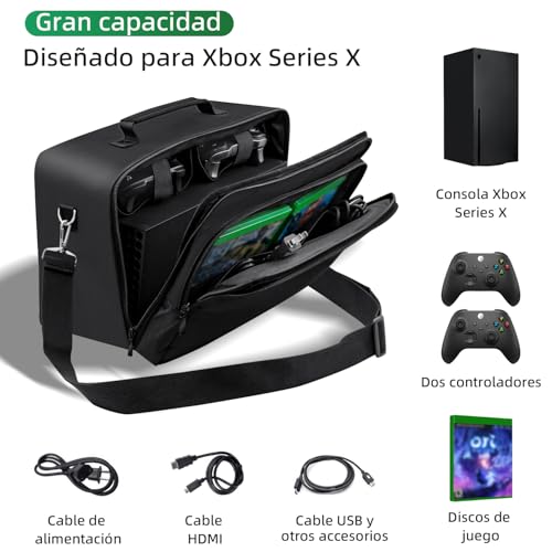 Mcbazel Funda Protectora para Xbox Series X, Funda de Transporte para Consola Xbox Series X, Controlador, Cables y Otros Accesorios, Black, Estuche de Viaje - imagen 2