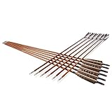 KAINOKAI 31Inch Traditional Hunting Arrows,Wooden Arrows Bamboo Arrows with Armor Piercing Broadheads,Archery Target Arrows (Bamboo Archery Target Arrows （Pack of 12）)