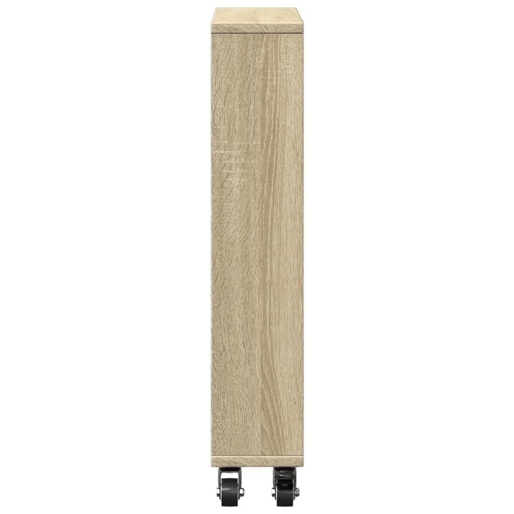 vidaXL Chariot de Rangement étroit Chêne Sonoma 48 x 13 x 68 cm Bois d'ingénierie