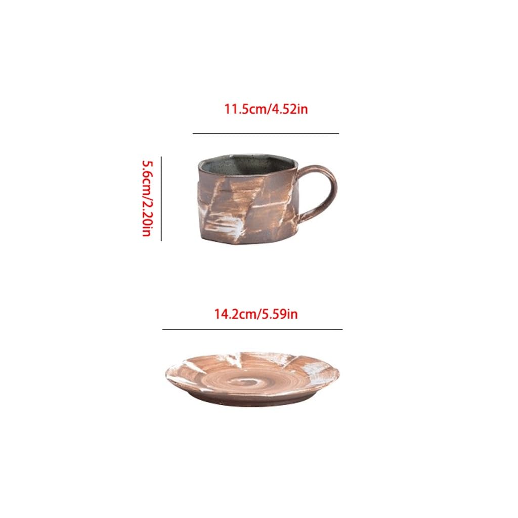 ENGENDER Tazas Cafe Taza De Café Hecha A Mano Gres, Creativa Té La Tarde Y Platillo Cerámica Mug Cups(3)