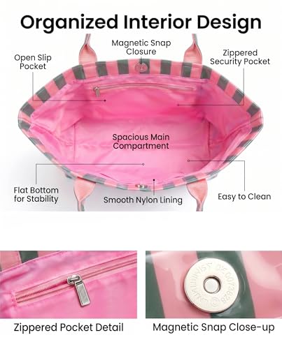 Tote bag para mujer rayada impermeable miniatura 5
