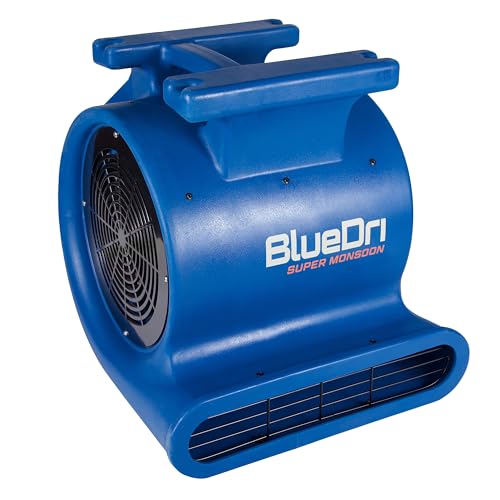 Image of BlueDri Super Monsoon 1 HP, 4050 CFM Air Mover Blower Fan for Water Damage Restoration Carpet Dryer Floor Home and Plumbing Use, Blue, BD-SMNSN
