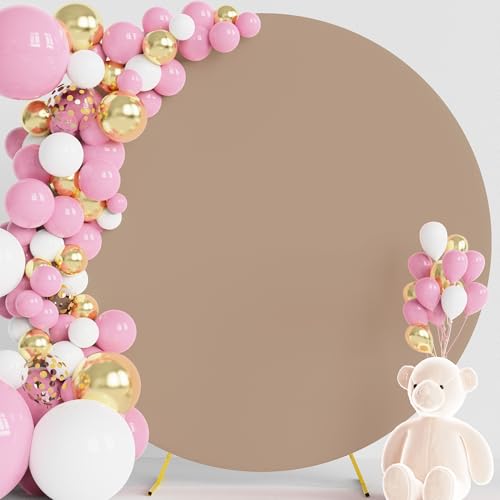 Wokceer 7.2FT Round Backdrop Cover Nude Brown Round Arch Covers Backdrop