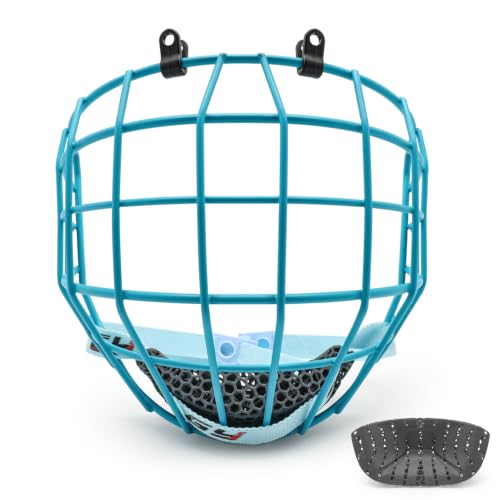 GY Hockey Goalie Cage Mask Replacement – Round Iron Wire Face Mask Cage for Ice Hockey Helmets – Lightweight 285g, Chrome Electroplated (Small-Bule)
