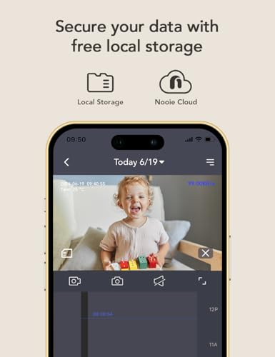 Miniatura 9 de Nooie Monitor De Bebé 5g Wifi Con Detección De Llanto De Cámara, Sensor De Temperatura De Cámara De Bebé, Pista De Movimiento Ia, Visión Nocturna 2k, Funciona Con Alexa, Audio Bidireccional, Detección
