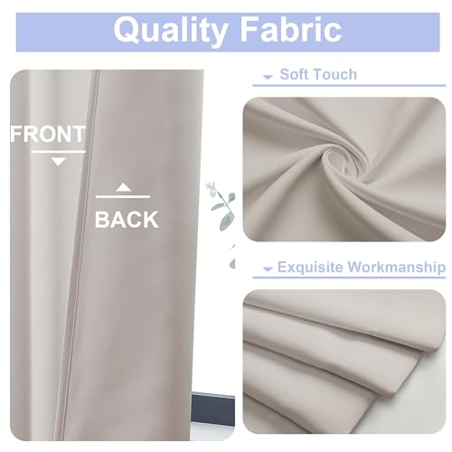 Simplebrand Ava Natural Short Blackout Curtains for Bedroom 45 Inches Long 2 Panels Set, Solid Thermal Insulated, Energy Saving Window Treatment Curtains Blackout Drapes, W40 x L45 Inch, Natural
